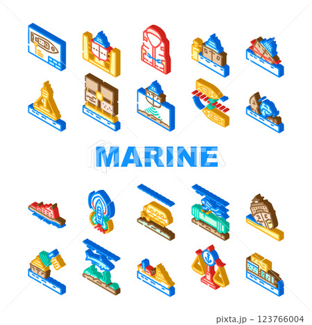 marine engineering ship icons set vector 123766004