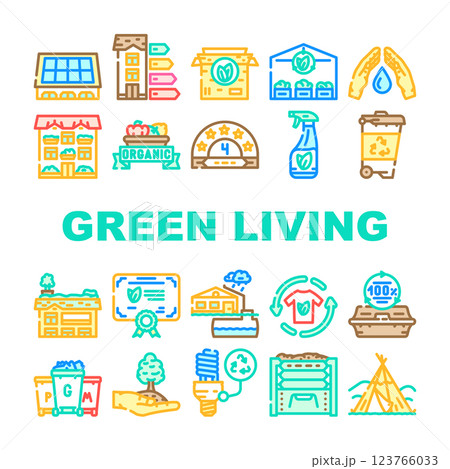 green living eco icons set vector 123766033