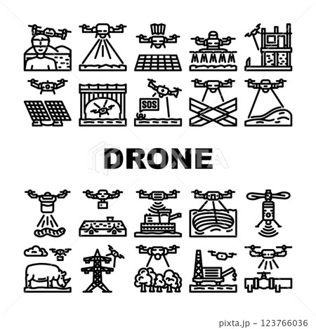 drone use technology icons set vector drone use technology icons set vector 123766036