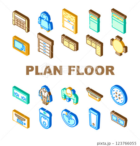 plan floor home icons set vector 123766055