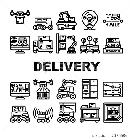 autonomous robot delivery icons set vector autonomous robot delivery icons set vector 123766063