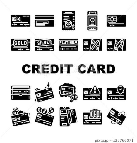 credit card bank payment icons set vector 123766071