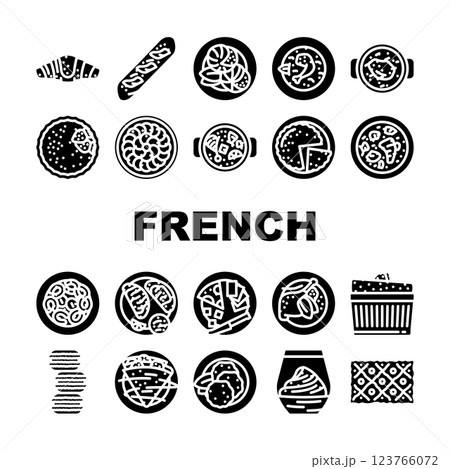 french cuisine food meal icons set vector 123766072