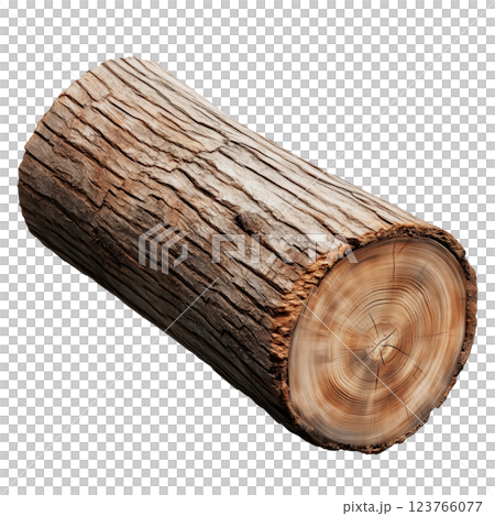 Isolated wooden log on a transparent background. A natural cut tree trunk with detailed bark texture and visible growth rings, ideal for forestry, construction, and woodworking concepts. Isolated wooden log on a transparent background. A natural cut tree trunk with detailed bark texture and visible growth rings, ideal for forestry, construction, and woodworking concepts. 123766077