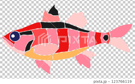 海水魚ネンブツダイの素敵なステンドグラス画切り絵イラスト目地無し 123766119