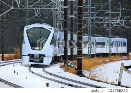 雪景色を眺めつつ超豪華特急は日光・鬼怒川へ… 東武鉄道・特急『スペーシアX』N100系 123766230