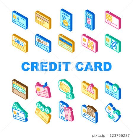 credit card bank payment icons set vector 123766287