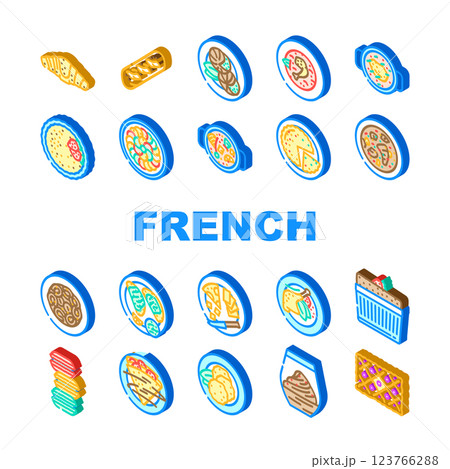 french cuisine food meal icons set vector 123766288