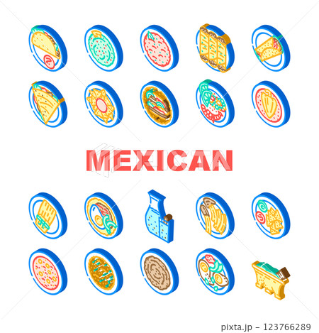 mexican cuisine dinner food icons set vector 123766289