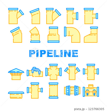 pipeline industry gas pipe icons set vector 123766305
