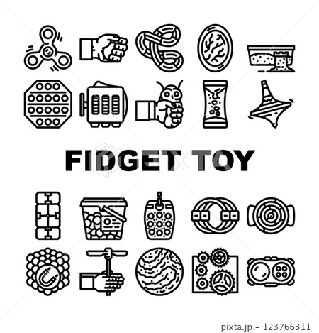fidget toy pop fun icons set vector 123766311