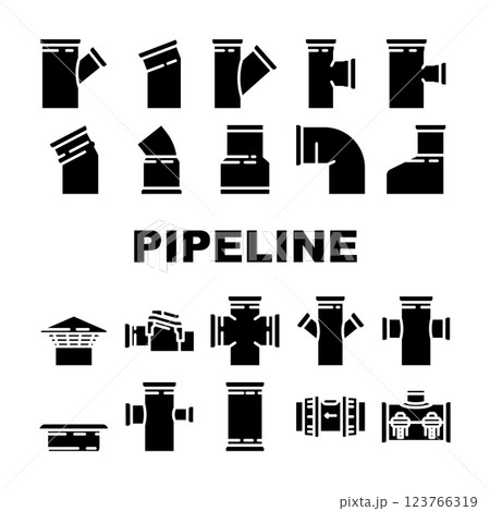 pipeline industry gas pipe icons set vector 123766319