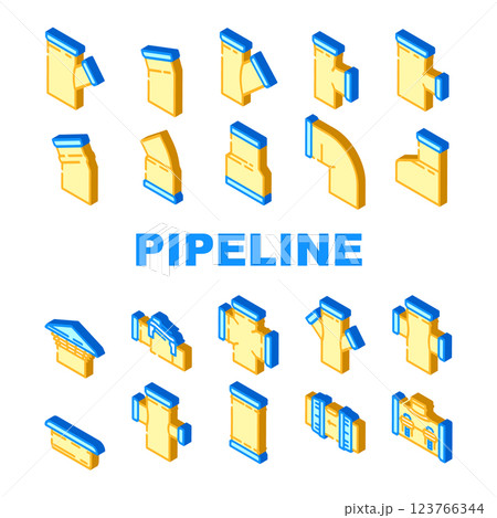 pipeline industry gas pipe icons set vector 123766344