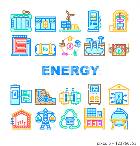 energy storage power battery icons set vector energy storage power battery icons set vector 123766353