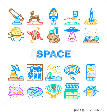 space exploration planet icons set vector 123766357