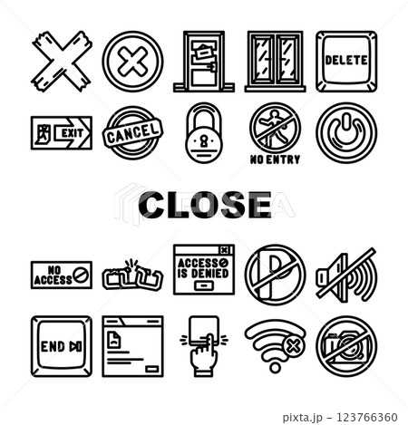 close door store board icons set vector close door store board icons set vector 123766360