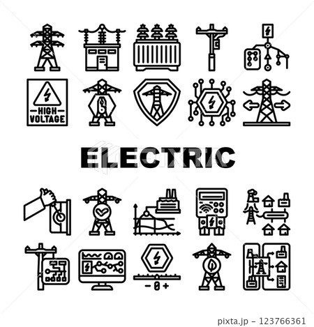 electric grid energy power icons set vector electric grid energy power icons set vector 123766361