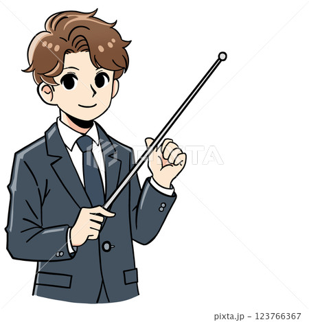 指示棒を持つスーツの男性 指示棒を持つスーツの男性 123766367