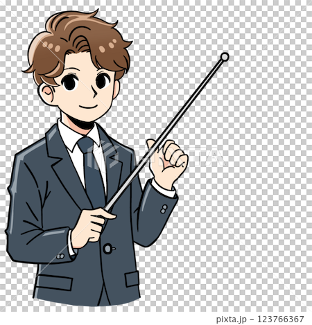 指示棒を持つスーツの男性 指示棒を持つスーツの男性 123766367