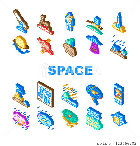 space exploration planet icons set vector 123766382