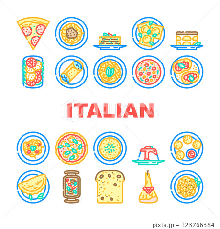 italian cuisine food pasta icons set vector italian cuisine food pasta icons set vector 123766384