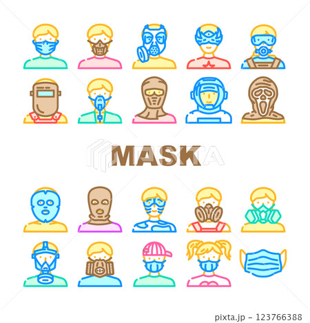 mask virus face surgical doctor icons set vector 123766388