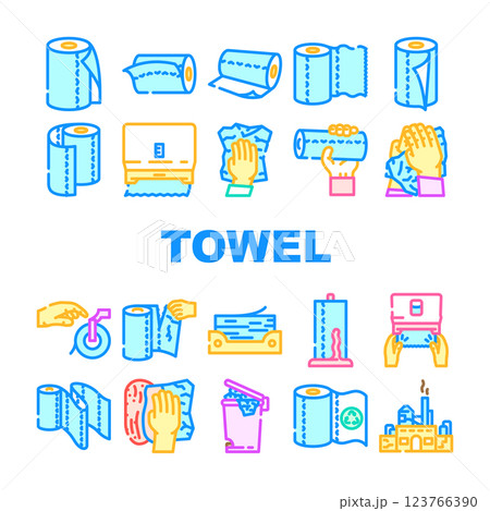 paper towel kitchen roll tissue icons set vector 123766390