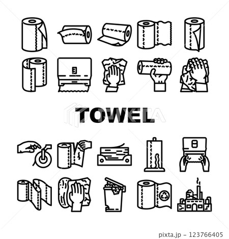 paper towel kitchen roll tissue icons set vector 123766405