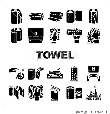 paper towel kitchen roll tissue icons set vector paper towel kitchen roll tissue icons set vector 123766421