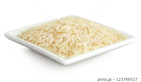 rice basmati in a ceramic bowl isolated on white background 123766527