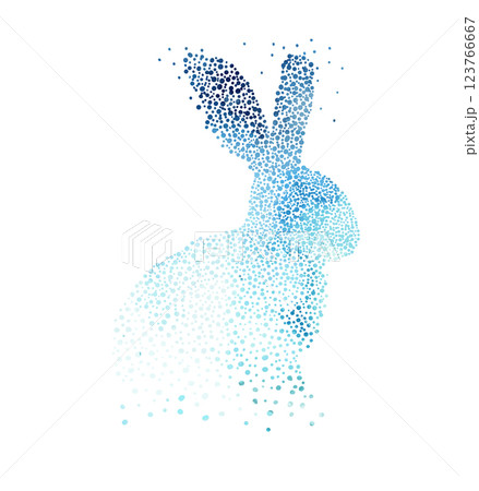 Happy Easter. Blue Bunny. hand drawn. Not AI, Vector illustration 123766667