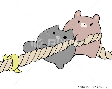 運動会 綱引き ねこ くま 運動会 綱引き ねこ くま 123766678