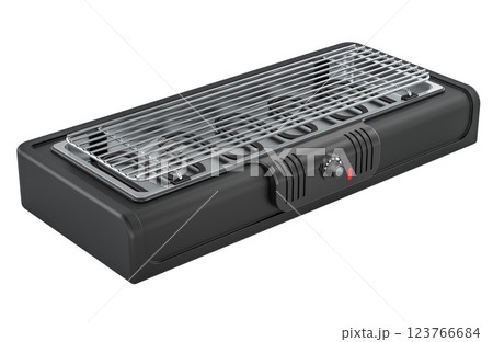 Electric BBQ Grill with temperature adjustment, 3D rendering Electric BBQ Grill with temperature adjustment, 3D rendering 123766684