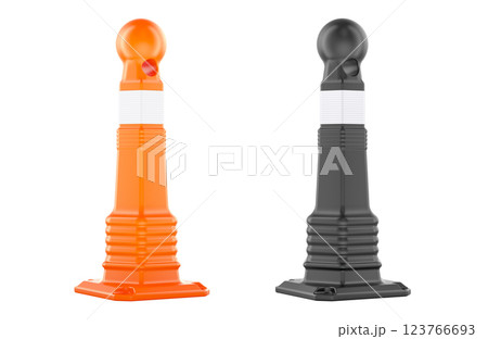 Pedestrian Bollards Channelizers, 3D rendering 123766693