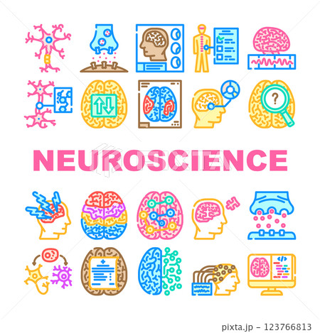 neuroscience brain doctor medical icons set vector neuroscience brain doctor medical icons set vector 123766813
