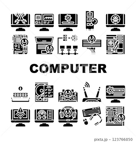 computer repair technician pc icons set vector computer repair technician pc icons set vector 123766850