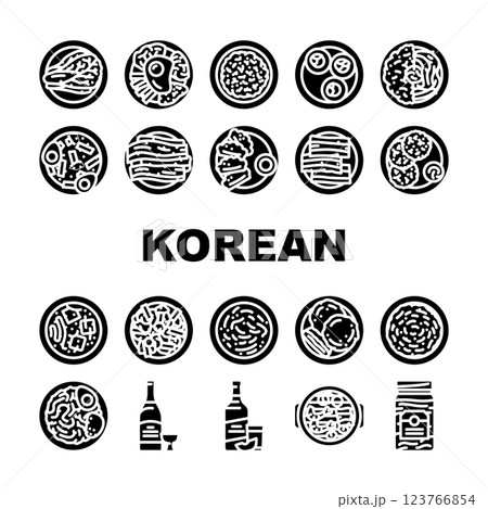 korean cuisine food meal icons set vector 123766854
