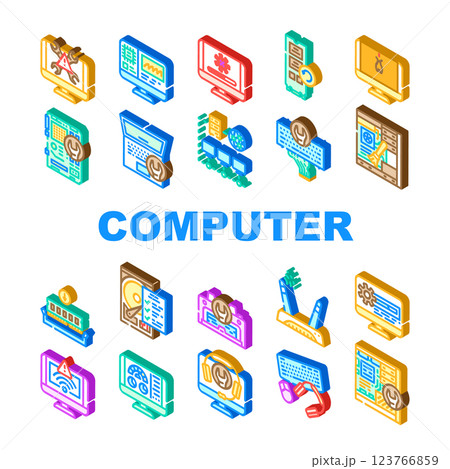 computer repair technician pc icons set vector 123766859