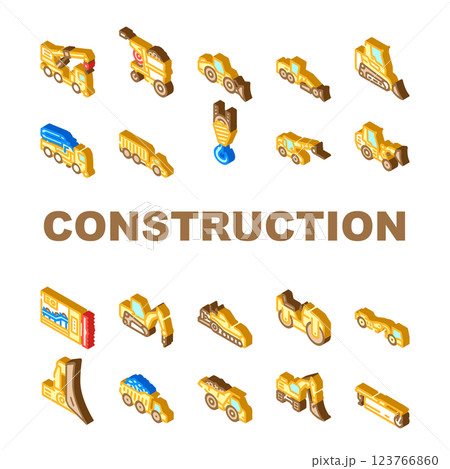 construction vehicle heavy icons set vector construction vehicle heavy icons set vector 123766860