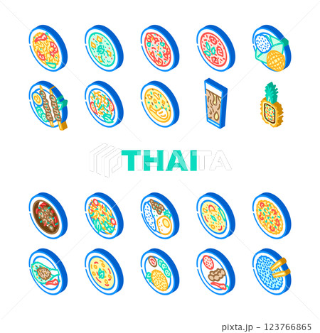 thai cuisine food asian dish icons set vector 123766865