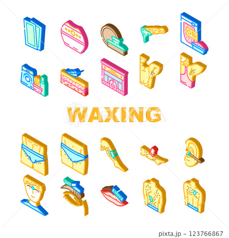 waxing wax hair body beauty icons set vector 123766867