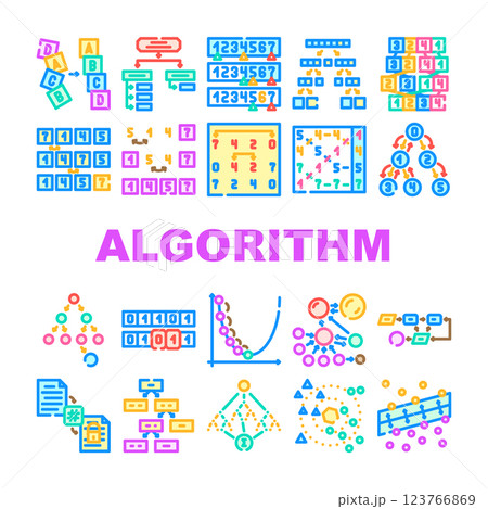 sorting algorithm data filter icons set vector 123766869
