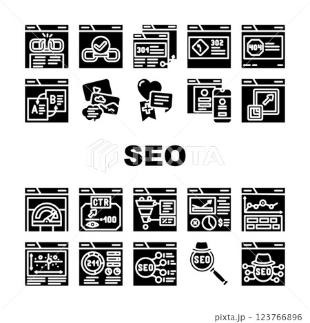 seo web tech business digital icons set vector 123766896