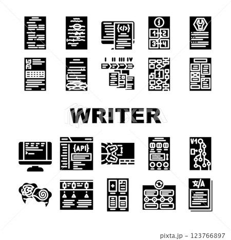 technical writer document manual icons set vector technical writer document manual icons set vector 123766897
