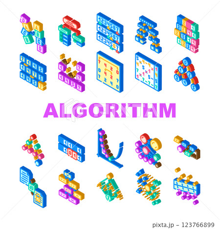 sorting algorithm data filter icons set vector 123766899