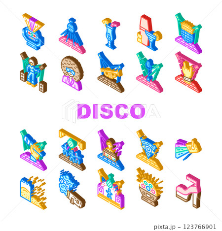 disco party fashion club icons set vector disco party fashion club icons set vector 123766901