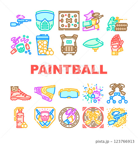 paint ball game soldier icons set vector 123766913