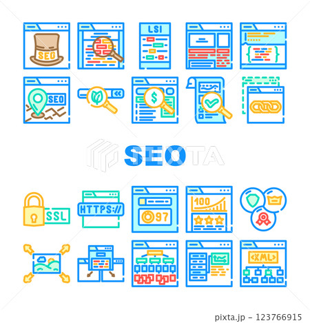 seo web technical consulting icons set vector 123766915