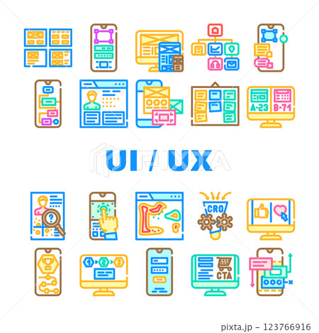 ui ux web interface app icons set vector 123766916