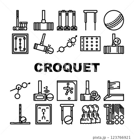 croquet mallet lawn icons set vector 123766921